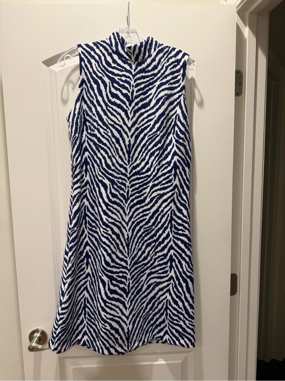 J. McLaughlin Sleeveless Navy and White Zebra Print Dress XL